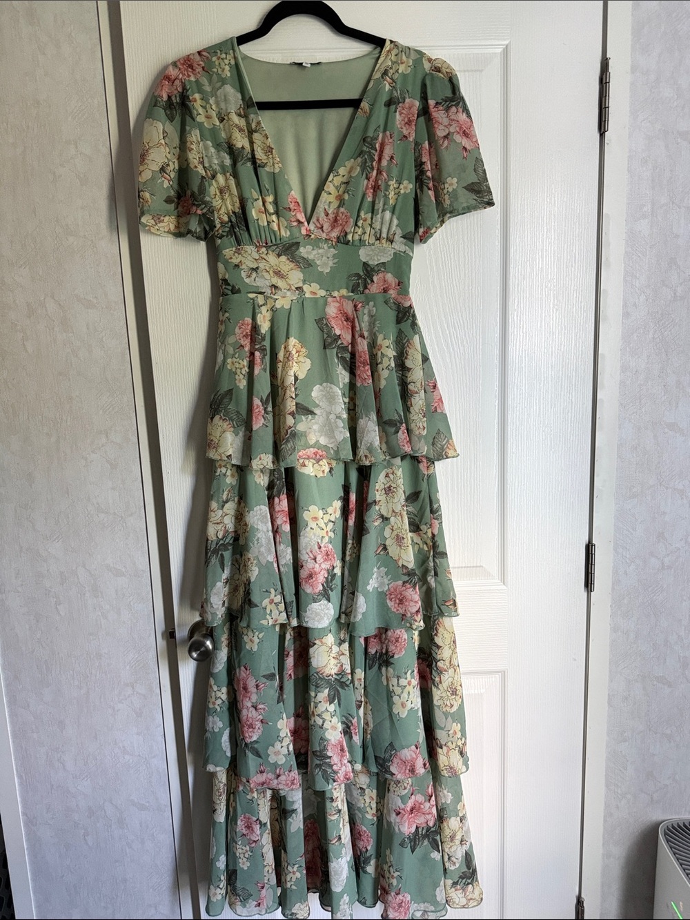 Baltic Born Sage Green Floral Tiered Maxi Dress - Picture 1 of 4